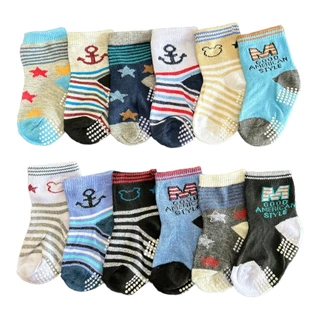 Kit 12 Pares de Meias Menino Infantil antiderrapante