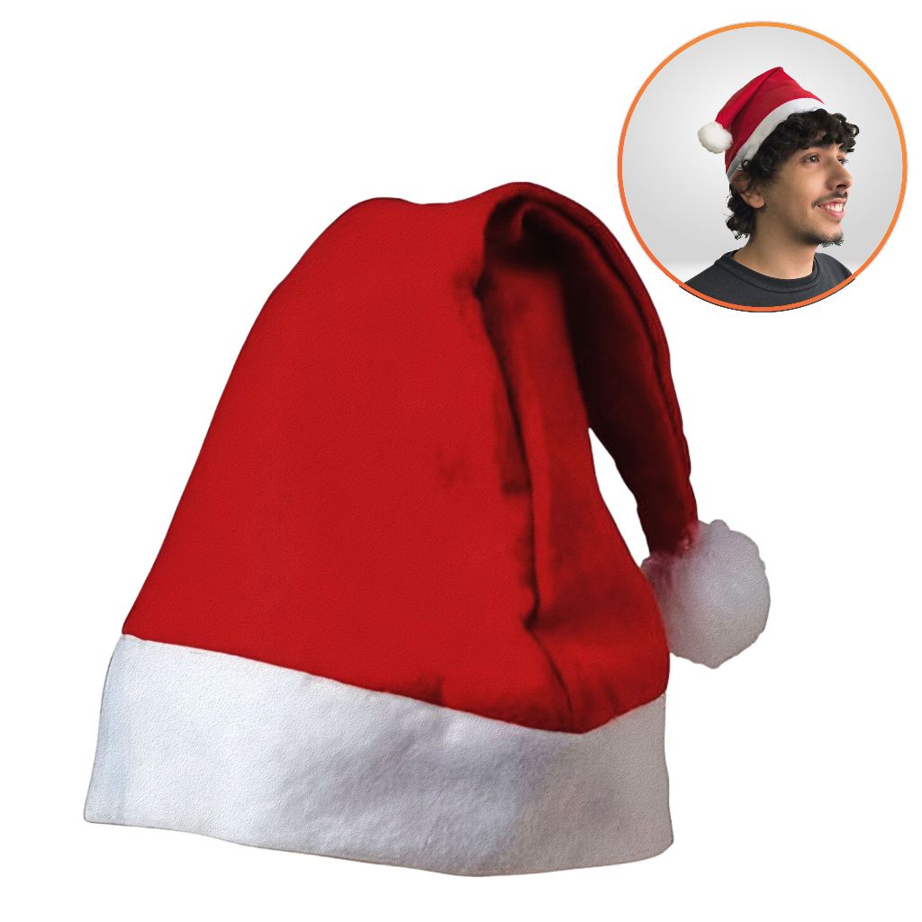 Kit 12 Gorro Toca Papai Noel Vermelho Natal Feltro Chapéu Fantasia Natalina