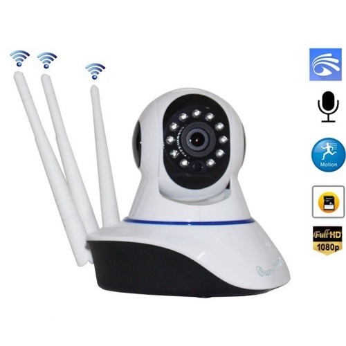 câmera iP robô 3 antenas wifi visão noturna full HD 360º microfone áudio babá eletrônica robozinho app yoosee USO INTERNO