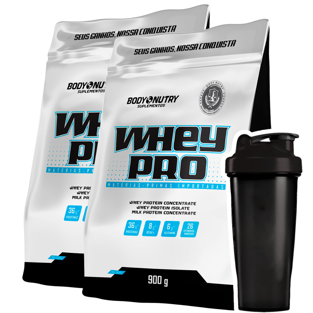 2x Whey Pro Protein Nutri Isolado & Concentrado - Zero 0% Soja + Coqueteleira 600ml