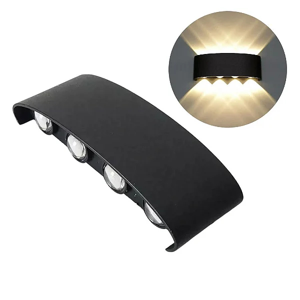 Arandela 8w Retangular 2 Focos Com 8 Lentes Led Integrados 3000k Branco Quente