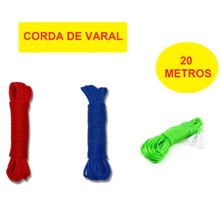 Corda de Varal 20 Metros Multicolorido Cores Sortidas Marca Top Rio Resistente em Plástico Universal em Oferta na Shopee