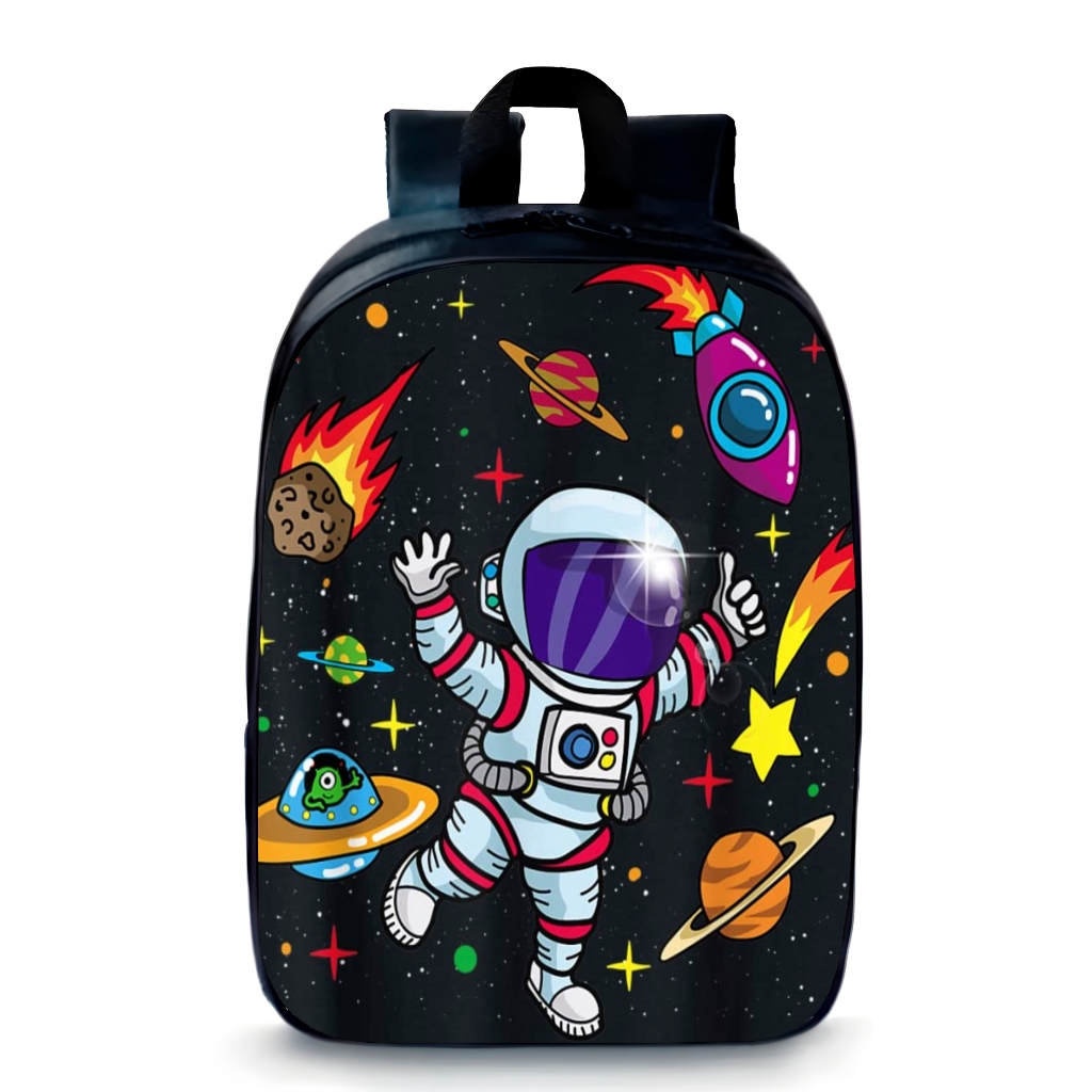 Mochila Pequena Pré-escolar Astronauta e Foguete Espacial Bolsa Pequena Infantil