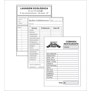 4 unidades Bloco Talão Comandas de Serviços Orçamento PERSONALIZADO para SALÃO, PADARIA, LOJAS COMÉRCIO EM GERAL