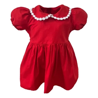 Vestido Infantil Festa 100% Algodão Menina Rodado Vermelho