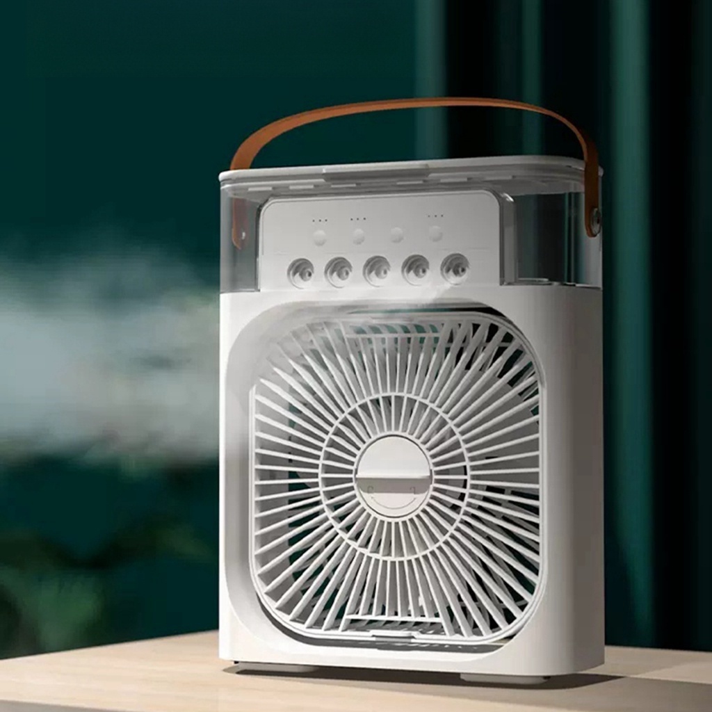 Mini Ventilador Umidificador Climatizador De Ar Reservatório 600ml Com Alça