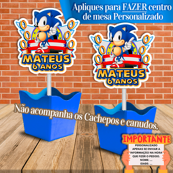 Apliques SONIC personalizados em papel