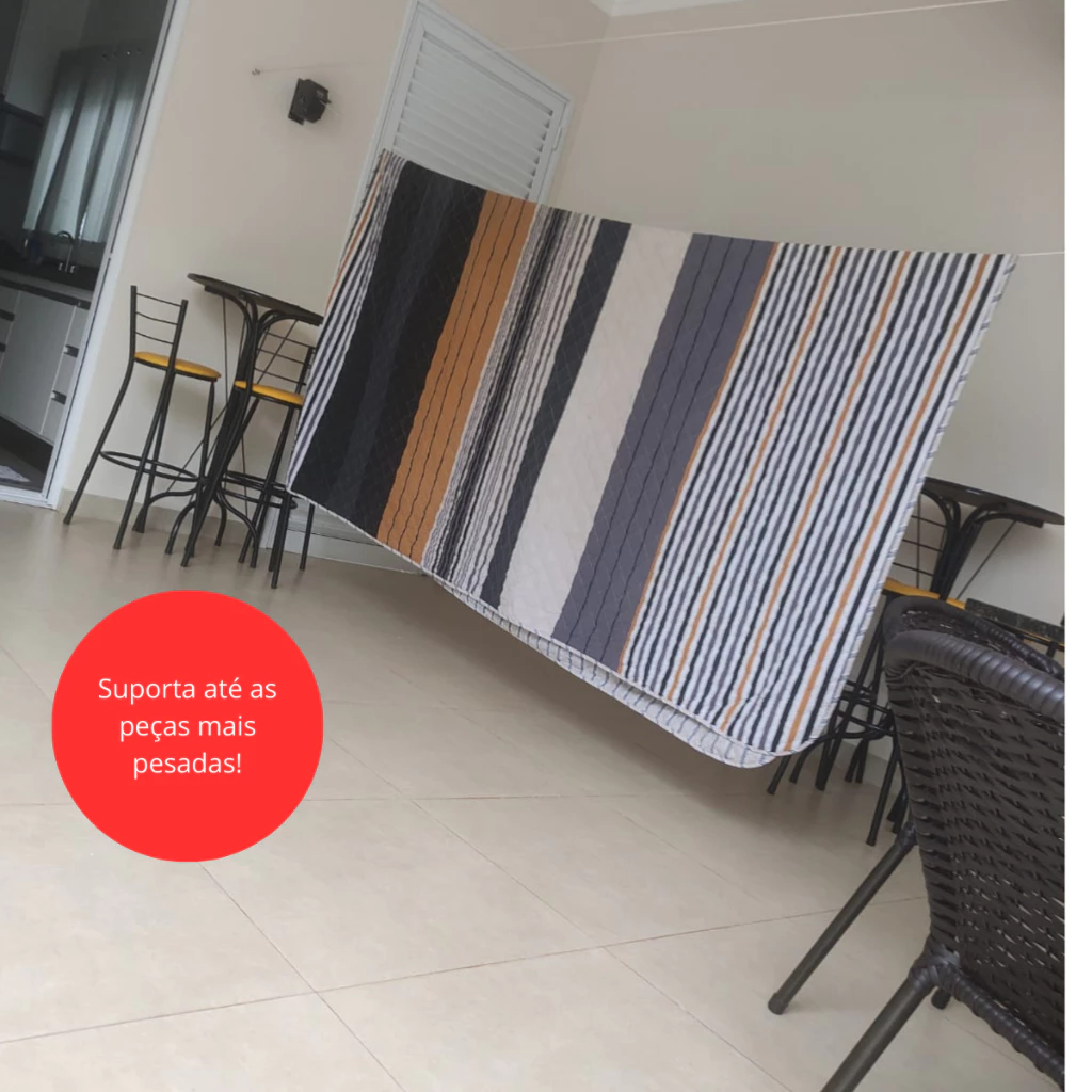 Varal Retratil Parede Recolhível Retrátil Roupa 30mt + Ganchos - Imagem 3