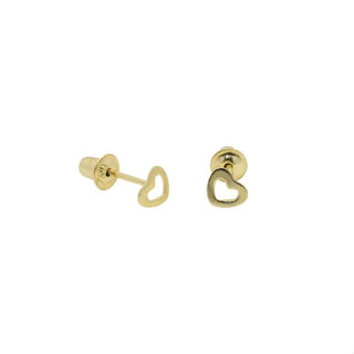 Brinco de Coração vazado 3mm em Ouro18k