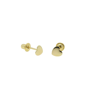 Brinco Coração de chapa 4mm e 5mm em Ouro 18k