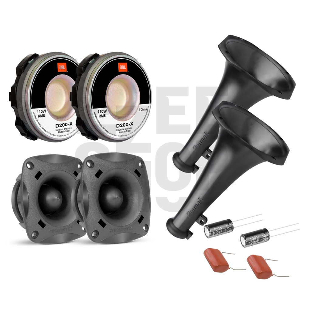 Kit 2 Driver Jbl D200X + 2 Tweeter Jbl ST200 Com 2 Corneta Longa E