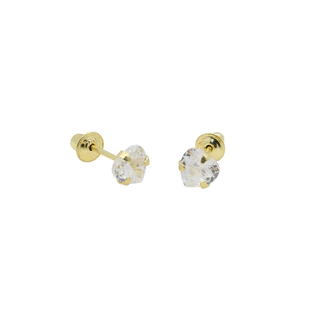 Brinco de Coração pedra zircônia de 4mm em Ouro18k