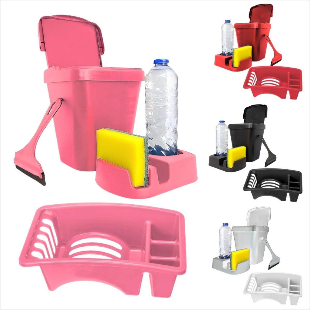 Kit Porta Detergente Escorredor de Louças Rodo de Pia Lixeira Cozinha Area Gourmet Banheiro
