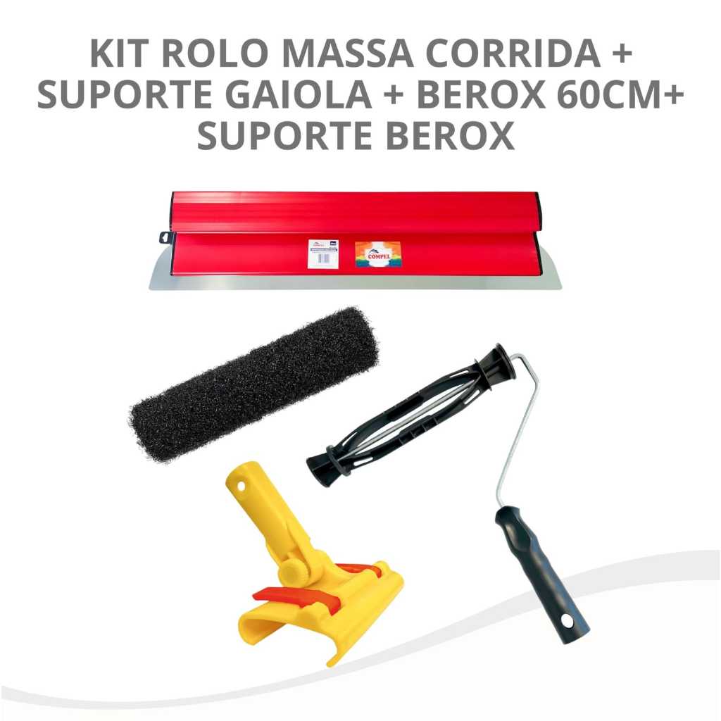 Kit Suporte Gaiola + Desempenadeira Berox 60cm + Suporte Berox + Rolo ...