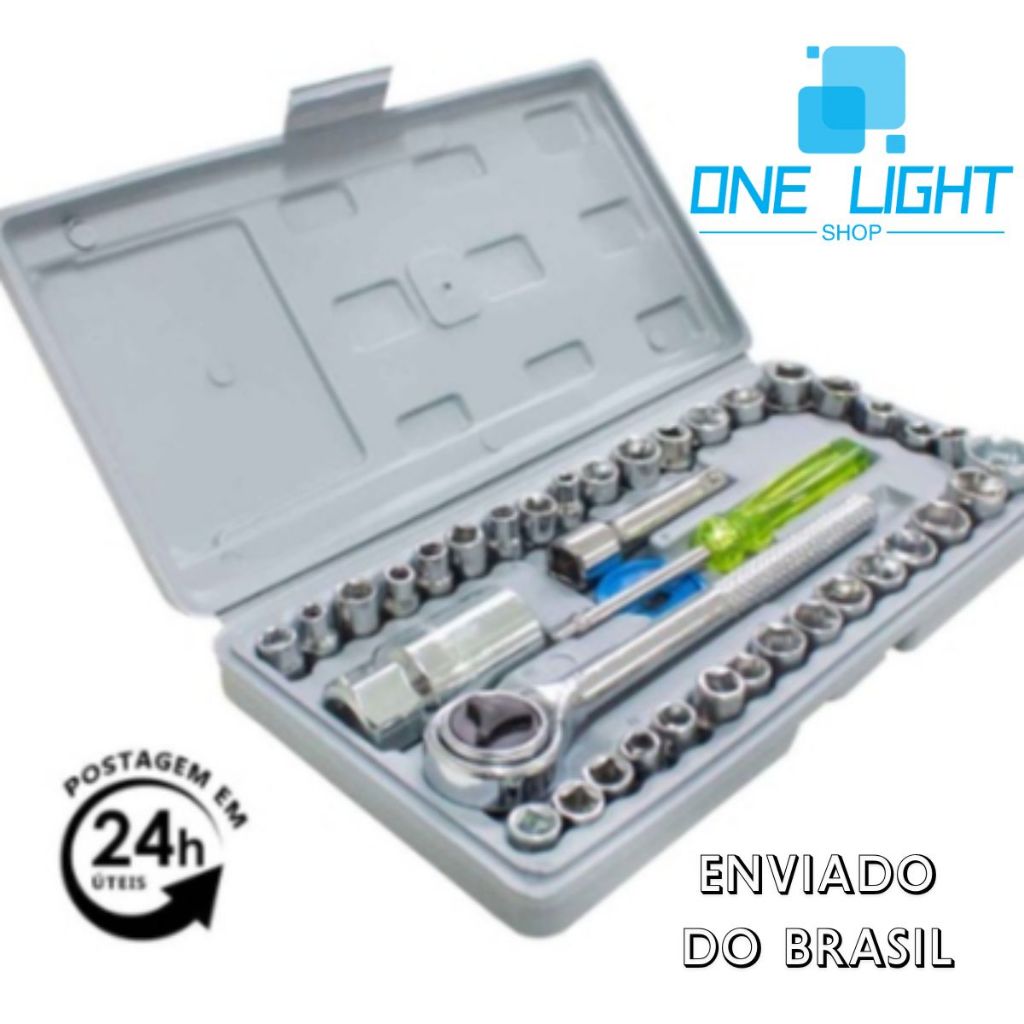 Jogo De Soquete 40 Peças Chave Catraca Reversível Resistente à Pressão Resistente à Abrasão