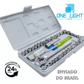 Jogo De Soquete 40 Peças Chave Catraca Reversível Resistente à Pressão Resistente à Abrasão