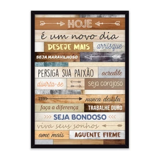 Quadro Decorativo Frase Motivacional Moldura 63x43cm Escritório Quarto Sala Corredor Moderno Luxo Exclusivo