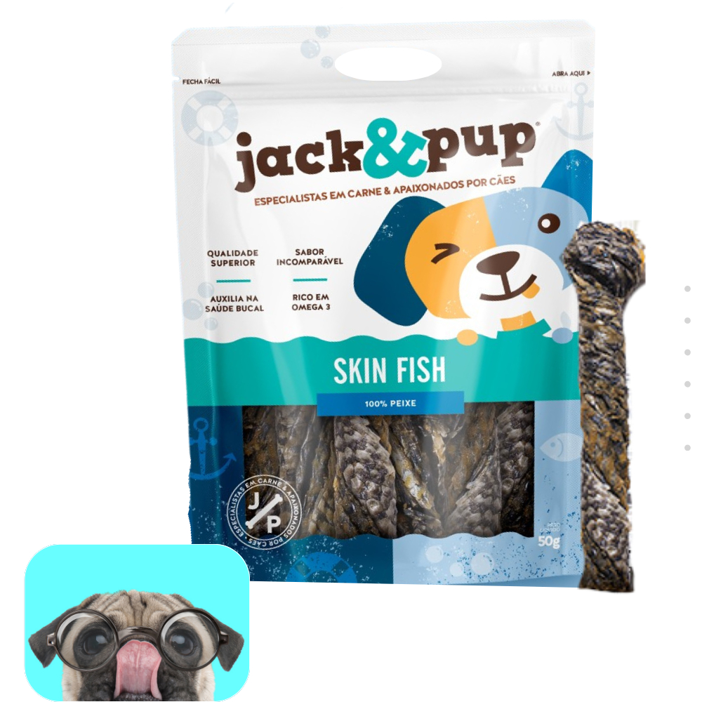 Petisco Skin Fish 50g Escama de Peixe Desidratado Petisco Para Cachorro