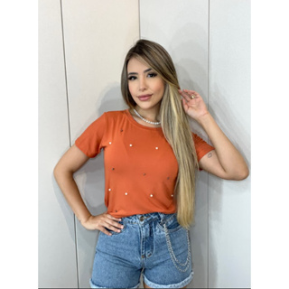Blusa T-shirt Basica Feminina VISCOLYCRA Perola Verão Tendência Da Moda