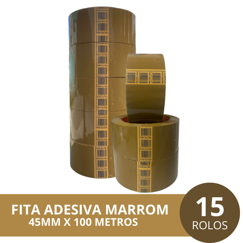 Kit Rolos De Fita Adesiva Marrom Mm X Metros Para