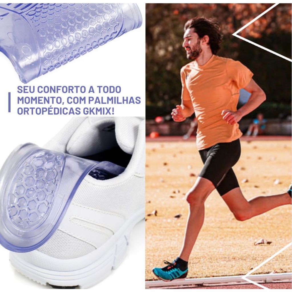 Palmilha Ortopedica gel para caminhada, corrida, esportes, dores nos pes e para diabetes.