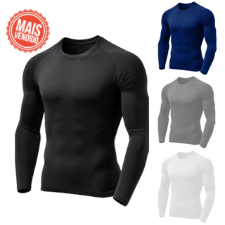 Camisa Térmica Masculina Manga Longa Proteção Solar UV 50+ Academia Fitness Treino Camisa Térmica Feminina Manga Longa Masculina Proteção UV 50+ Blusa Segunda Pele Proteção Termica Solar Uv50