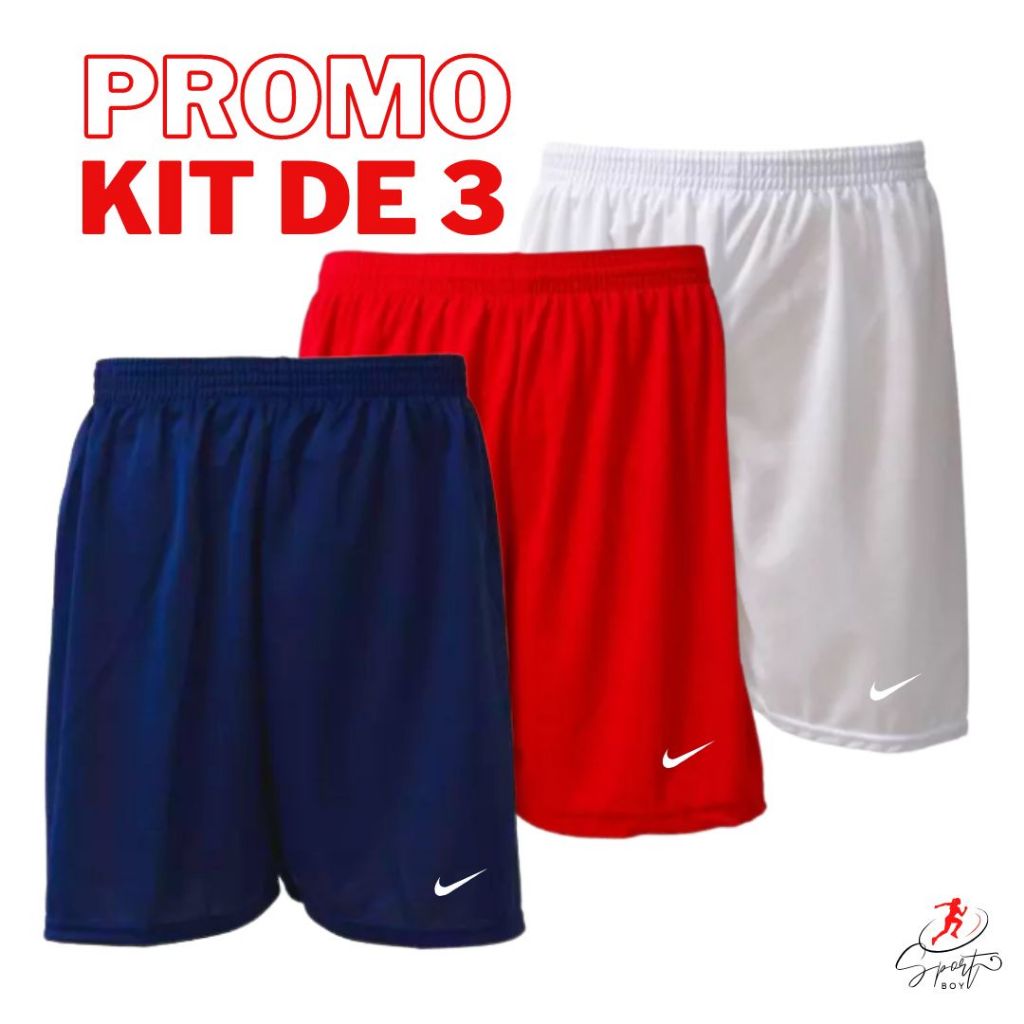 Promoção 3 Short Futebol Masculino de Academia Dry Fit E também na Opção com 1 Unidade