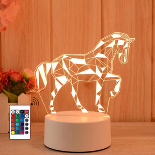Abajur Luminária Decorativa Unicórnio Para Presente Com Controle Remoto LED Efeito 3D 16 Cores Acompanha Cabo USB Ideal Para Decoração De Quarto Infantil Gamer Geek Sala Iluminação Escritório