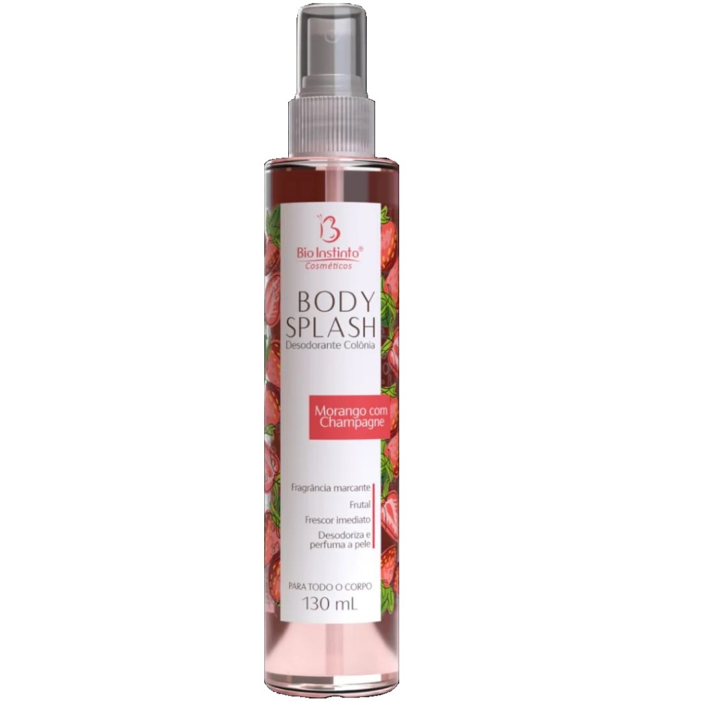 Desodorante Colônia Body Splash Morango com Champagne 130ML Bio Instinto em Oferta na Shopee