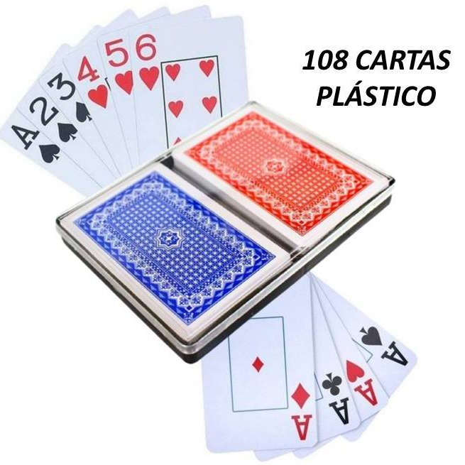 Jogo De Cartas Baralho Truco Plástico Com 104 Cartas Premium