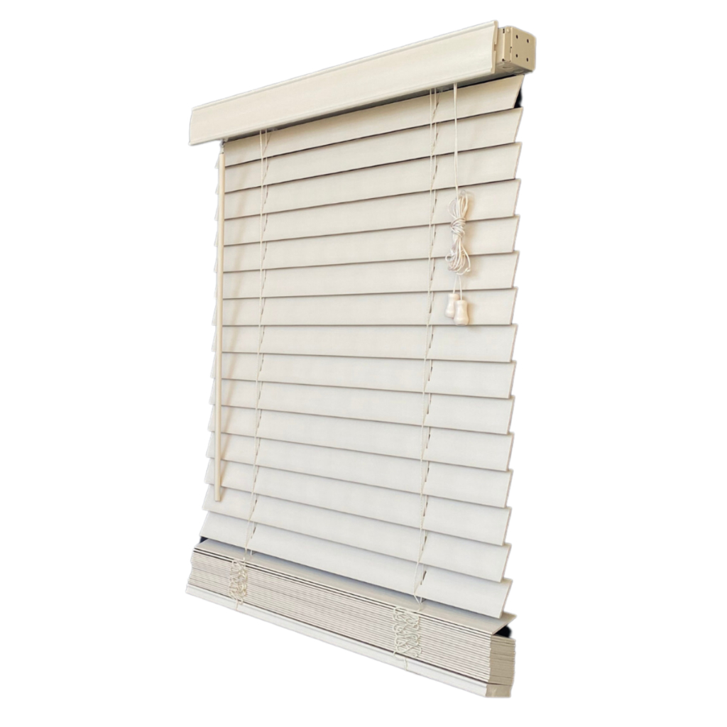 Persiana Horizontal Pvc 50mm Natural Bege 60 (L) X 160 (A) C/ Bandô 0,60 x 1,60 Tipo Madeira - Luxo