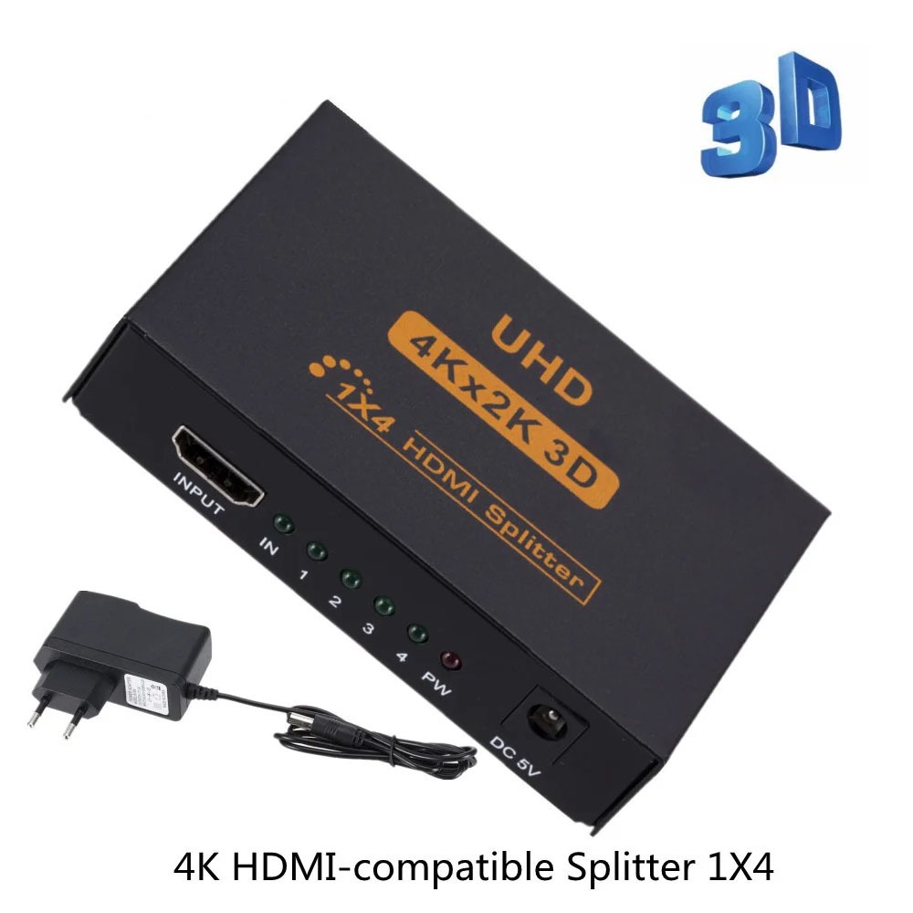 Splitter 1x4 4k Distribuidor De Sinal Hdmi Full Hd 3d