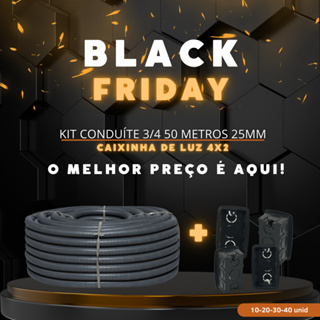 Kit Conduíte 3/4, Preto, 50m + Caixinhas de Luz 4x2, Preto (10-20-30 ou 40 unidades)