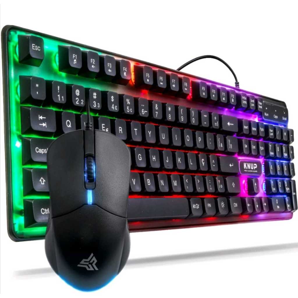 Kit Gamer Teclado Semi Mecânico E Mouse 1200dpi Usb Rgb Iluminado Para Jogos Pc