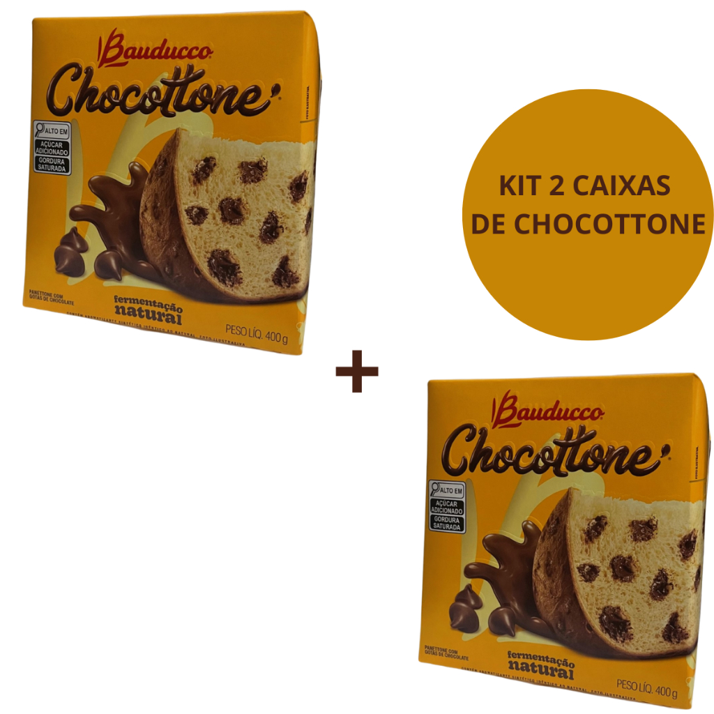 Kit2 Chocottone Bauducco Com Gotas Chocolate 400g Panettone | Shopee Brasil