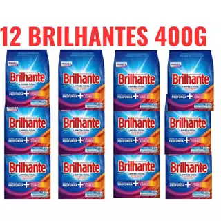 12 Unidades Sabão em pó Brilhante 400g Lava roupas