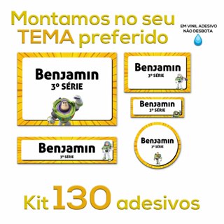 Adesivo Escolar Personalizado Etiqueta Lavável Kit 130 Unid