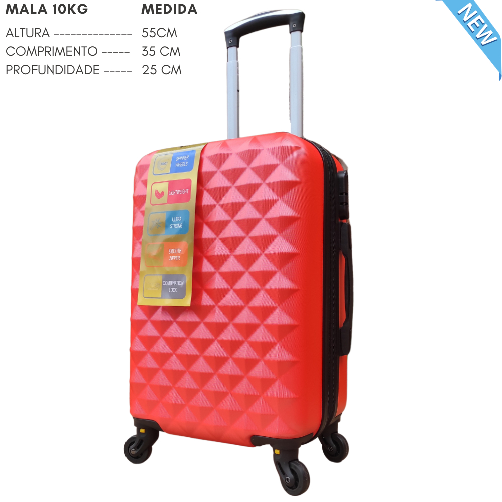 Mala De Bordo 55x35x25 Com Extensor Rodinhas Giro 360º Em Material Abs ...