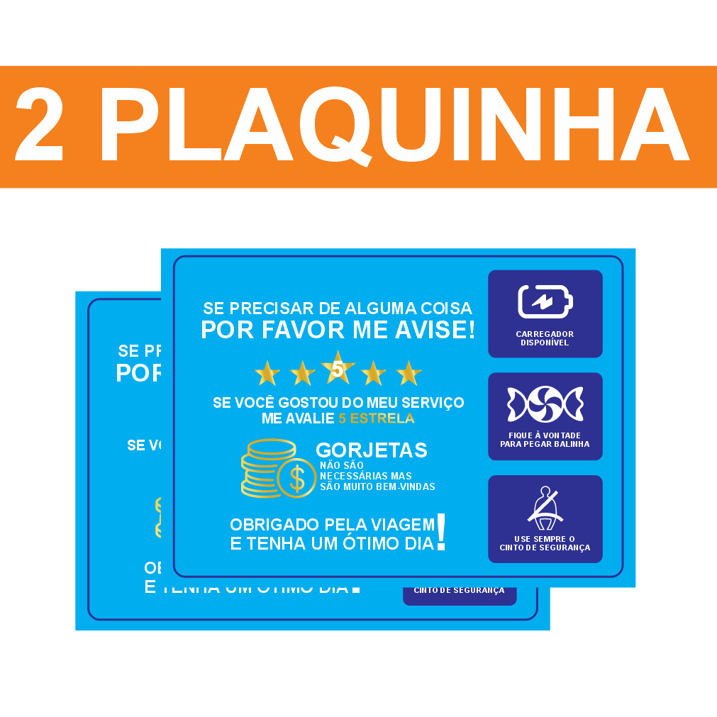 Kit Plaquinhas Informativas Para Motorista De Aplicativo Uber Taxi Azul Shopee Brasil