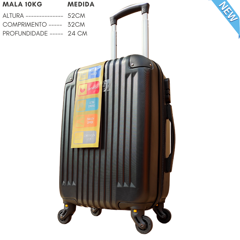 Mala De Bordo 52x32x24 Com Extensor Rodinhas Giro 360º Em Material Abs ...