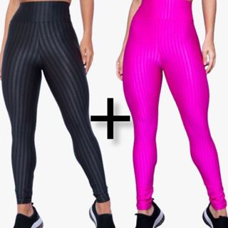 Kit 2 Calça Legging Feminina Academia 3D Cintura Alta