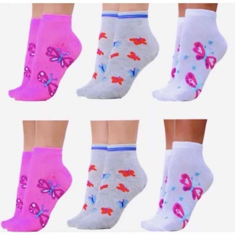 Kit 15 Pares De Meias Cano Curto Feminina Estampadas