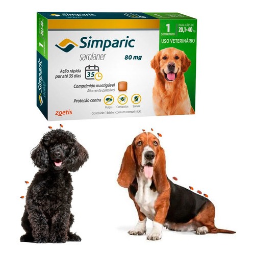 KIT 3 ANTIPULGAS E CARRAPATOS SIMPARIC 20,1 A 40 KG PROMOÇÃO ENVIO ...