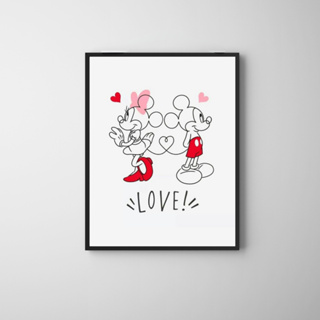 Placa Decorativa - Mickey e Minnie - Casal - Disney - Animada - Quadro