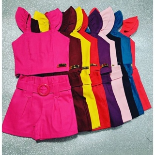 Conjunto infantil juvenil menina feminino BENGALINE moda blogueirinha  elastico verão short