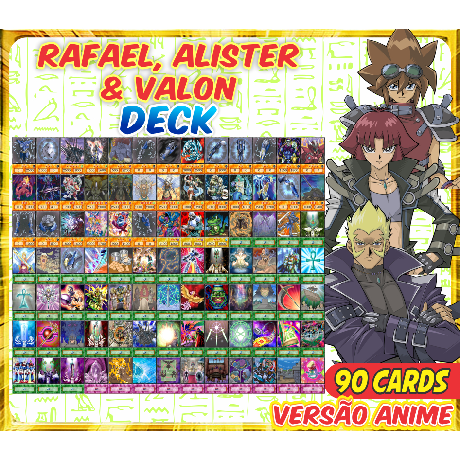 Rafael, Valon e Alister 90 Cards Deck Anime Yugioh - yu gi oh Baralho de Cartas AnimeCartasBR