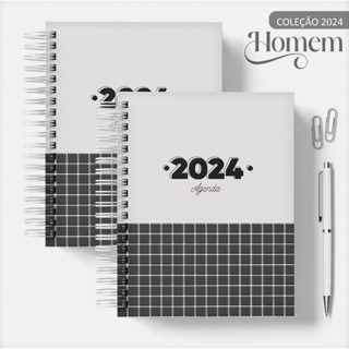 Agenda 2024 & 2025 Permanente + Masculina Preta e Branca
