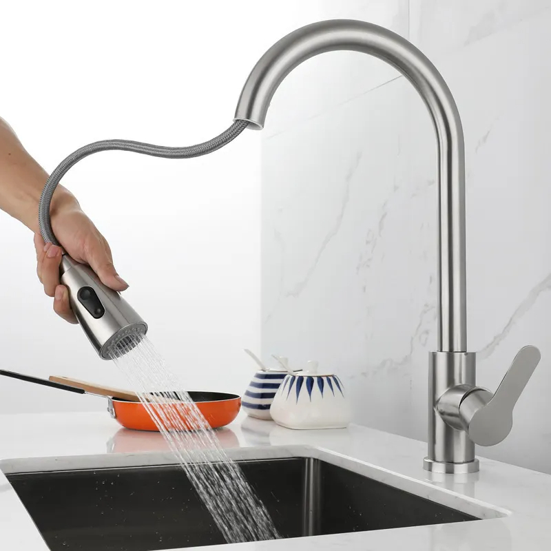 Torneira Gourmet Cozinha Com Extensor Flexível Misturador Monocomando Pull Down Ducha Spray Arejador Articulado Luxo