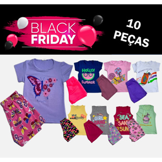 KIT COM 10 PECAS DE VERÃO PARA MENINAS ( 5 CAMISETAS/REGATAS E 5 BERMUDAS )