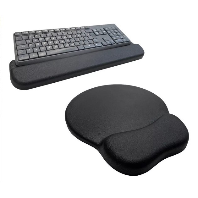 Kit Mouse Pad + Apoio de Teclado Ergônomico Com Aba PRETO/Mouse Pad